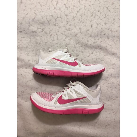 Nike Free 4.0 V4 Women's sz 6 Running Cross Trainer White/Vivid Pink 642200-100 - Picture 1 of 11